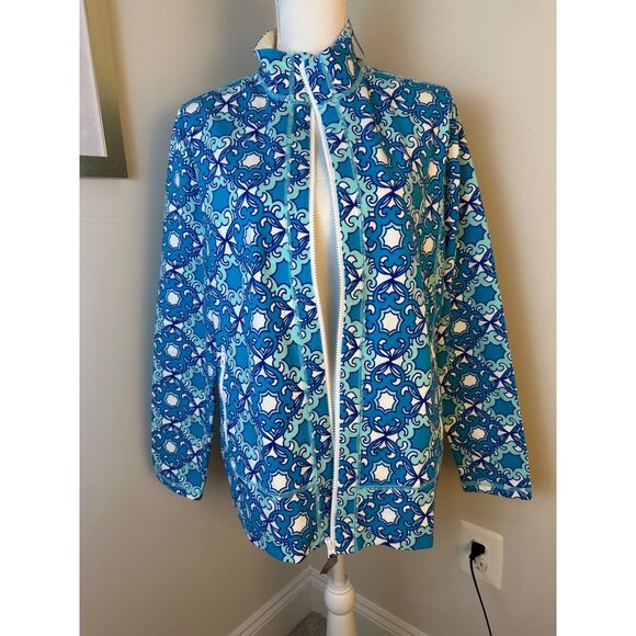 Talbots New Womens Size 1X Blue & White Full-Zip Jacket With Pockets - Picture 13 of 16